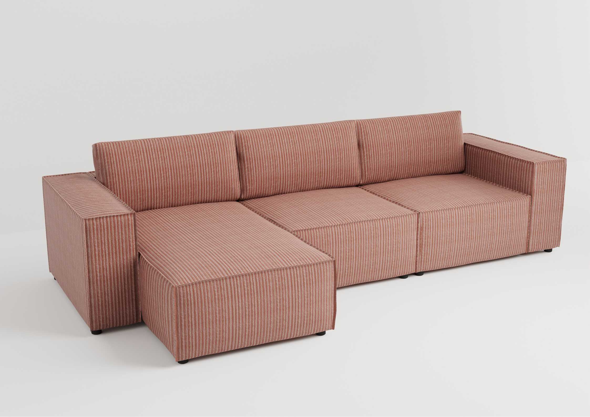 Modułowy narożnik z przeszyciami w kolorze różowym